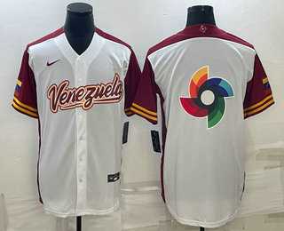 Mens Venezuela Baseball 2023 White World Big Logo With Patch Classic Stitched Jerseys